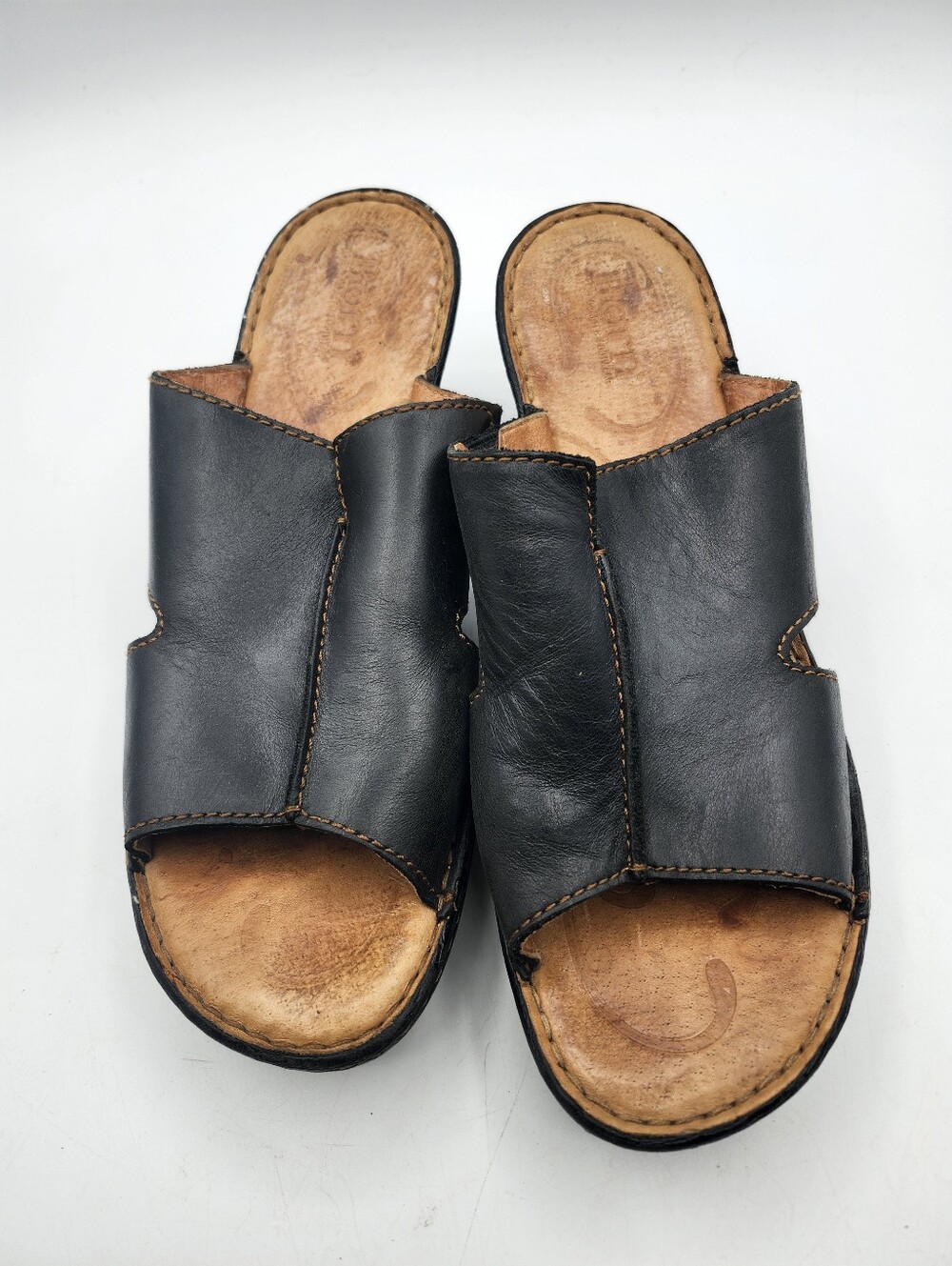 Born Black Leather Open-Toe Women's Slide Mules